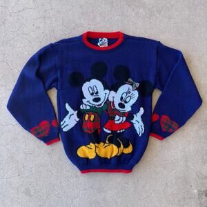 Vintage 1990's Mickey's Stuff for Kids Mickey and Minnie heart sweater size 14